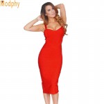 new 2017 women sexy celebrity midi red white hl elastic bandage dress spaghetti strap club bodycon party dress wholesale HL434