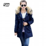 new 2017 women winter coat wadded jacket medium-long plus size 4XL Parka  fur collar thickening hood abrigos female snow wear