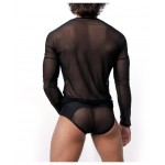 new High quality transparent gauze long sleeve T-shirt men's sexy tights Undershirt  Sexy Tops Undershirt