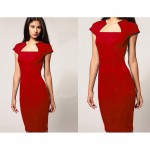 new Solid Vintage dresses women Elegant Square Neck Knee-length Rockabilly Bodycon Business Formal Pencil Dress bty527