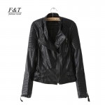 new autumn winter women PU leather jacket fashion Motorcycle coat female rivet long sleeve short design stand collar basic coat