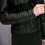 new autumn winter women PU leather jacket fashion Motorcycle coat female rivet long sleeve short design stand collar basic coat