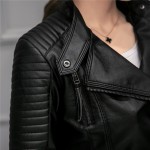 new autumn winter women PU leather jacket fashion Motorcycle coat female rivet long sleeve short design stand collar basic coat