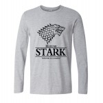 new fashion Game of Thrones T Shirts Men House Stark Mens Shirt A Song of Ice and Fire Winter Is Coming Man Tees long Sleeve