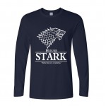 new fashion Game of Thrones T Shirts Men House Stark Mens Shirt A Song of Ice and Fire Winter Is Coming Man Tees long Sleeve