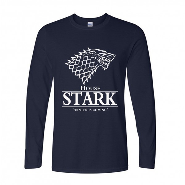 new fashion Game of Thrones T Shirts Men House Stark Mens Shirt A Song of Ice and Fire Winter Is Coming Man Tees long Sleeve