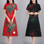 new fashion cotton linen vintage print plus size women casual loose summer dress vestidos femininos party 2017 dresses