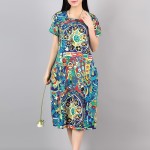 new fashion cotton linen vintage print plus size women casual loose summer dress vestidos femininos party 2017 dresses