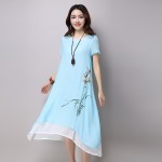 new fashion cotton linen vintage print plus size women casual summer dress vestidos femininos party 2017 dresses