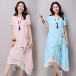 new fashion cotton linen vintage print plus size women casual summer dress vestidos femininos party 2017 dresses