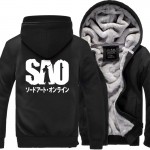 new fashion men hooded Anime Sword Art Online print male harajuku jacket 2017 autumn winter thicken fleece tracksuit streetwear