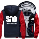 new fashion men hooded Anime Sword Art Online print male harajuku jacket 2017 autumn winter thicken fleece tracksuit streetwear