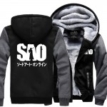 new fashion men hooded Anime Sword Art Online print male harajuku jacket 2017 autumn winter thicken fleece tracksuit streetwear