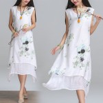 new fashion summer style cotton linen plus size vintage print women casual loose dress vestidos femininos party 2017 dresses