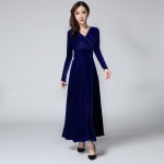 new fashion velvet plus size women casual maxi long autumn winter dress party vestidos femininos 2017 dresses