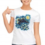 new summer fashion men/women's  t-shirts print Vincent van Gogh oil painting Starry Night funny vintage t shirt short tops