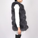 pink java QC8006   New arrival full pelt real fox fur gilet women vest furs high quality fashion model wholesale FREE SHIPPING