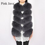 pink java QC8006   New arrival full pelt real fox fur gilet women vest furs high quality fashion model wholesale FREE SHIPPING