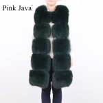 pink java QC8034 2016 new arrival high quality natural fox fur long vest winter women thick fox fur coat  FREE SHIPPING