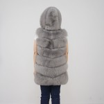 pink java QC8056 FREE SHIPPING New arrival full pelt real fox fur hoodie vest  high qiality thick fox fur gilet  fashion girl's 