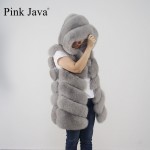 pink java QC8056 FREE SHIPPING New arrival full pelt real fox fur hoodie vest  high qiality thick fox fur gilet  fashion girl's 