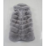 pink java QC8056 FREE SHIPPING New arrival full pelt real fox fur hoodie vest  high qiality thick fox fur gilet  fashion girl's 