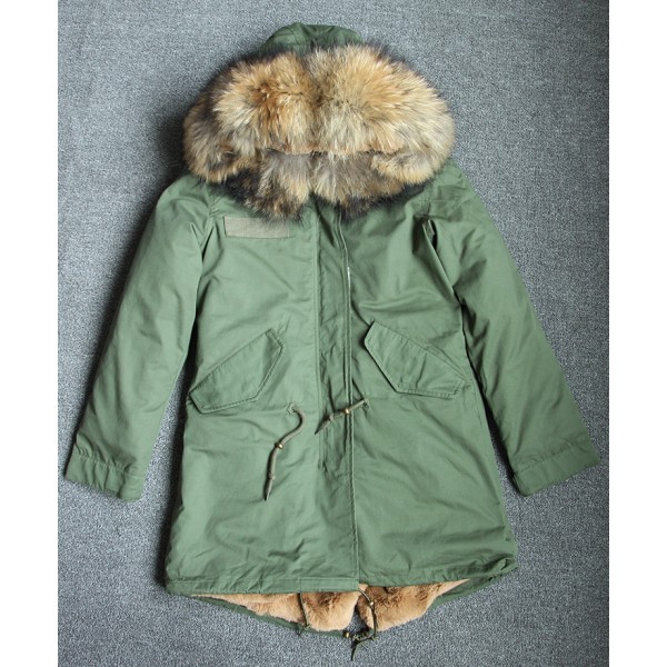 army green winter jacket with fur hood