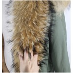 plus size 2016 new long Khaki winter jacket women outwear thick parkas natural real raccoon fur collar coat hooded pelliccia