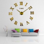 promotion 2016 new home decor large roman mirror fashion  modern Quartz clocks living room diy wall clock watch free shipping