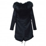 pure black Mrs fur Mr collar long style sexy parka, women winter warm parka male style coat wholesale