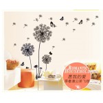 "Butterfly Flying In Dandelion "bedroom stickersPoastoral Style Wall Stickers Original Design 2016 PVC Wall Decals ZY515125