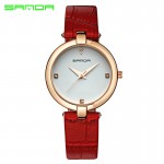 sanda Brand watch Women leather wristwatches women's dress watches casual quartz watch Luxury wristwatch 7 colors