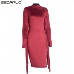 sexy club dress 2016 women autumn/winter party dresses long sleeve tassel bandage dress vestidos plus size women suede clothing