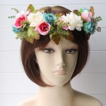 simulation penny flower wreath headband women Rattan simulation flower head festival wedding Ribbon Adjustable girl flower crown