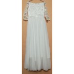 slash neck half sleeve women beading long white chiffon elegant dress fairy ladies dresses 1708LY