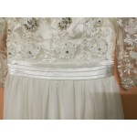 slash neck half sleeve women beading long white chiffon elegant dress fairy ladies dresses 1708LY