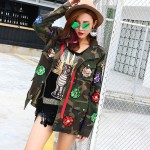 [soonyour] 2017 autumn winter lapel long sleeve army green jacket woman fashion tide personality 1051A1