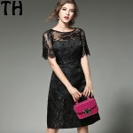 spring and summer 2017 female sexy dress lace Women Knee Length Dresses Black Woman Dresses Female Vestidos FY059