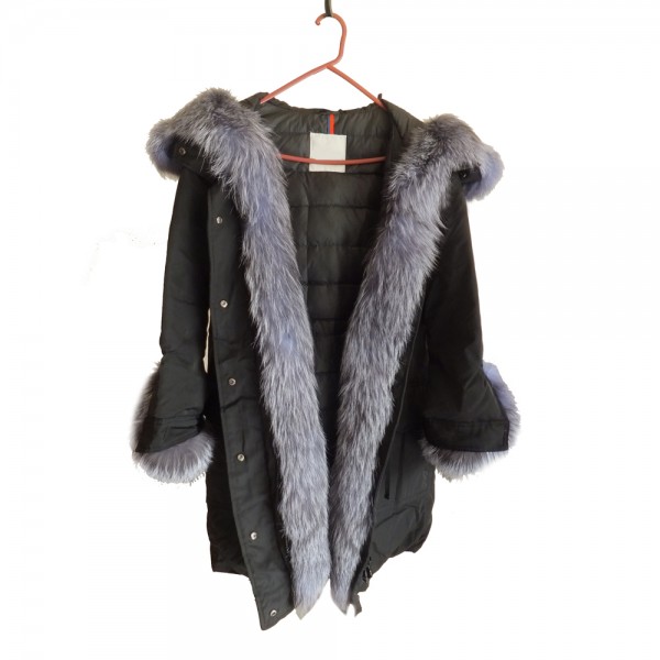 stock clear Fox Trimmed Coat Women Clothing Down Coat Fox Fur Hooded Parka Medium Long Warm Jackets Duck Down Parkas Thick Coats