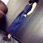 summer 2017 Women jeans dress Elegant pocket strap Denim Long Dress sleeveless casual Overalls dresses female vestidos WICCON