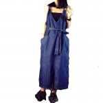 summer 2017 Women jeans dress Elegant pocket strap Denim Long Dress sleeveless casual Overalls dresses female vestidos WICCON