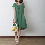 summer fashion women clothing cotton solid color plus size dresses ladies loose linen dress, comfortable casual dress RD514