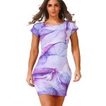 summer women's fashion Bodycon round neck short-sleeved Tight Dress Sexy Club Ladies Vintage Print Dress Sheath Mini dress 