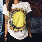 t short women Europe And America Summer Fashion Women Cotton Prints Short Sleeve O-Neck T-shirt 9 Colors Tops Shirt