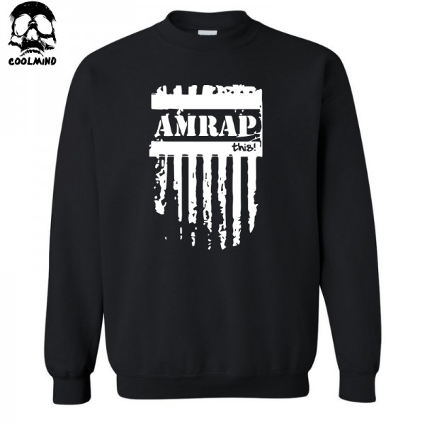 top quality cotton blend AMRAP FITNESS print men hoodies crossfit crewneck mens hoodies and sweatshirts 2017 C01