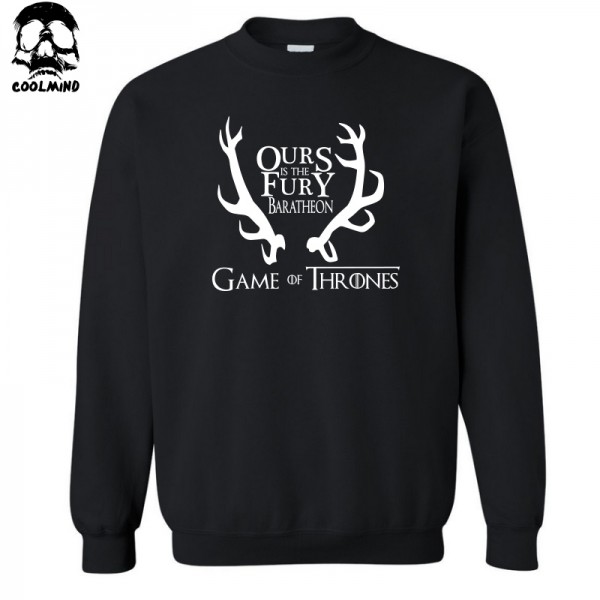 top quality cotton blend OURS IS THE FURY house BARATHEON print crewneck men hoodies casual  Game of Thrones men's sweatshirt