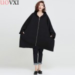 uoVIX Plus Size Jacket Women Cotton Basic Coat Solid Fashion Batwing Sleeve Loose New Autumn Casual Zipper  Outerwear Cardigan