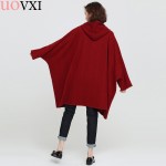 uoVIX Plus Size Jacket Women Cotton Basic Coat Solid Fashion Batwing Sleeve Loose New Autumn Casual Zipper  Outerwear Cardigan