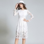 vestidos mujer 2017 Lace Hollow Out Women Dress Elegant White Black Dress Female Ladies Clothes Party Dresses robe femme Jurk