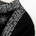 vintage o neck long - sleeved sequins embroidery velvet jacket women 's coat